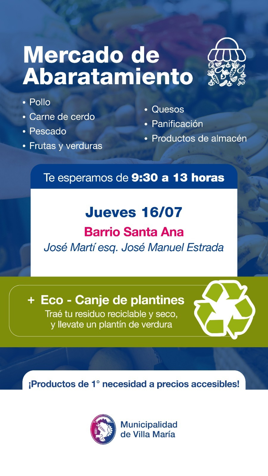Este jueves habrá Mercado de abaratamiento en B° Santa Ana