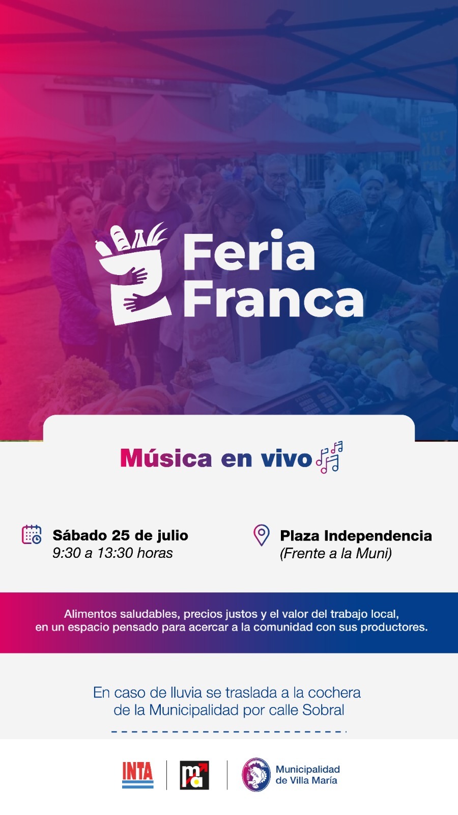Este sábado habrá Feria Franca con música en vivo
